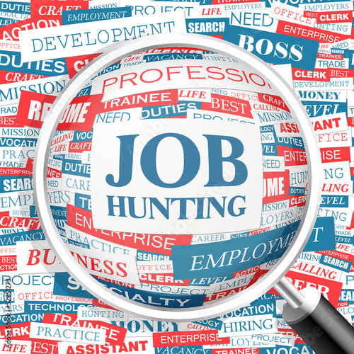 JOB HUNTING. Word cloud concept illustration.  