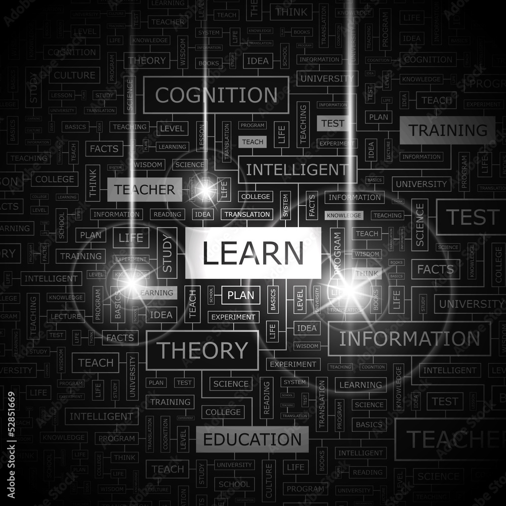LEARN. Word cloud concept illustration.  