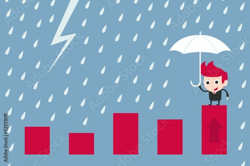 business holding umbrella over graph
