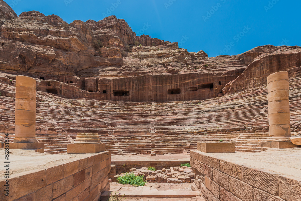 roman theater arena in nabatean city of  petra jordan