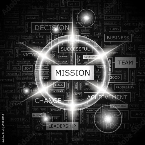 MISSION. Word cloud concept illustration.  