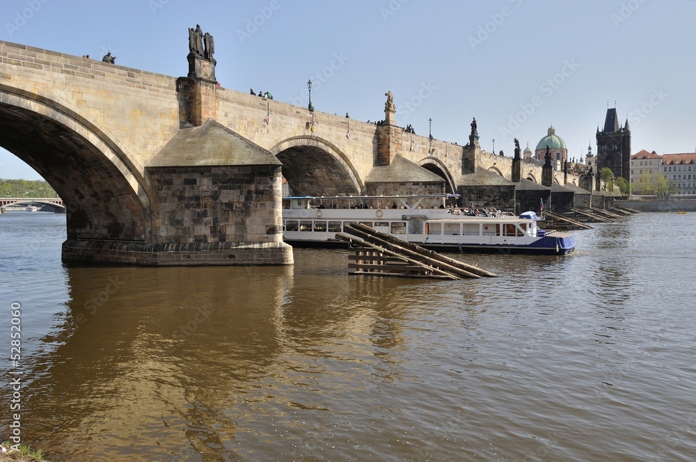 Prague, Czech Republic - Charles Bridge Across river Vltava