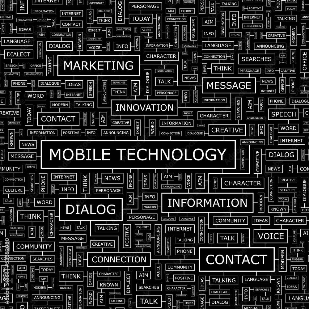 MOBILE TECHNOLOGY. Word cloud concept illustration. MOBILE TECHNOLOGY. Word cloud concept illustration.