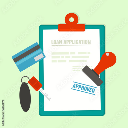 Approved Mortgage loan application with car key