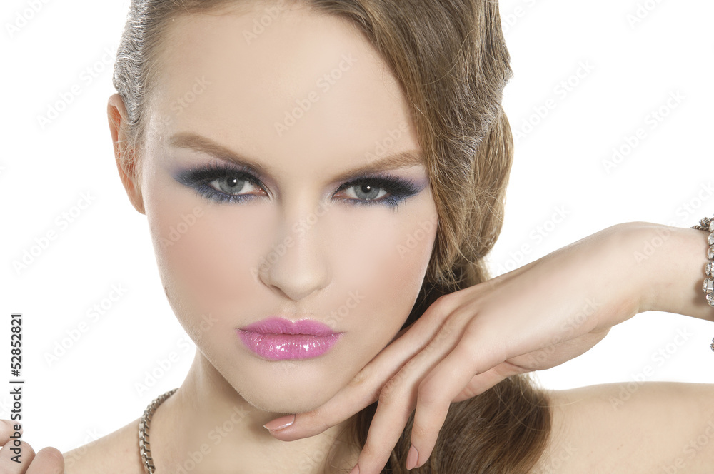 Close up girl with long hair. Perfect Skin Close up girl with long hair. Perfect Skin