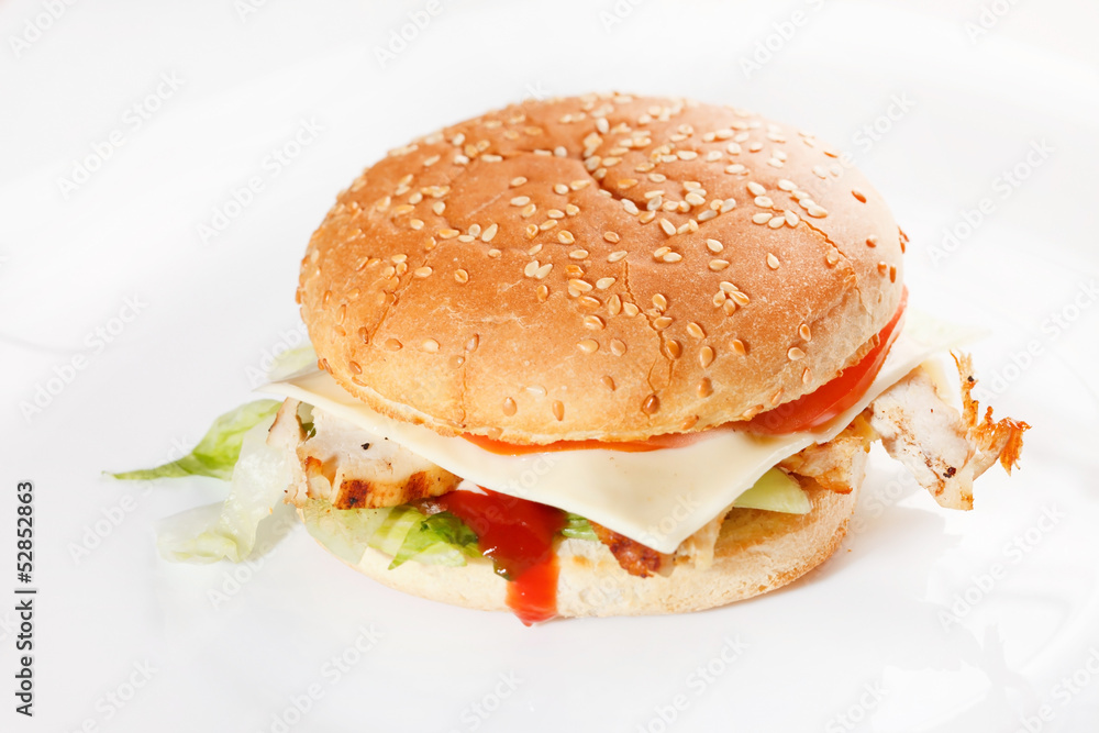 burger on the white burger on the white