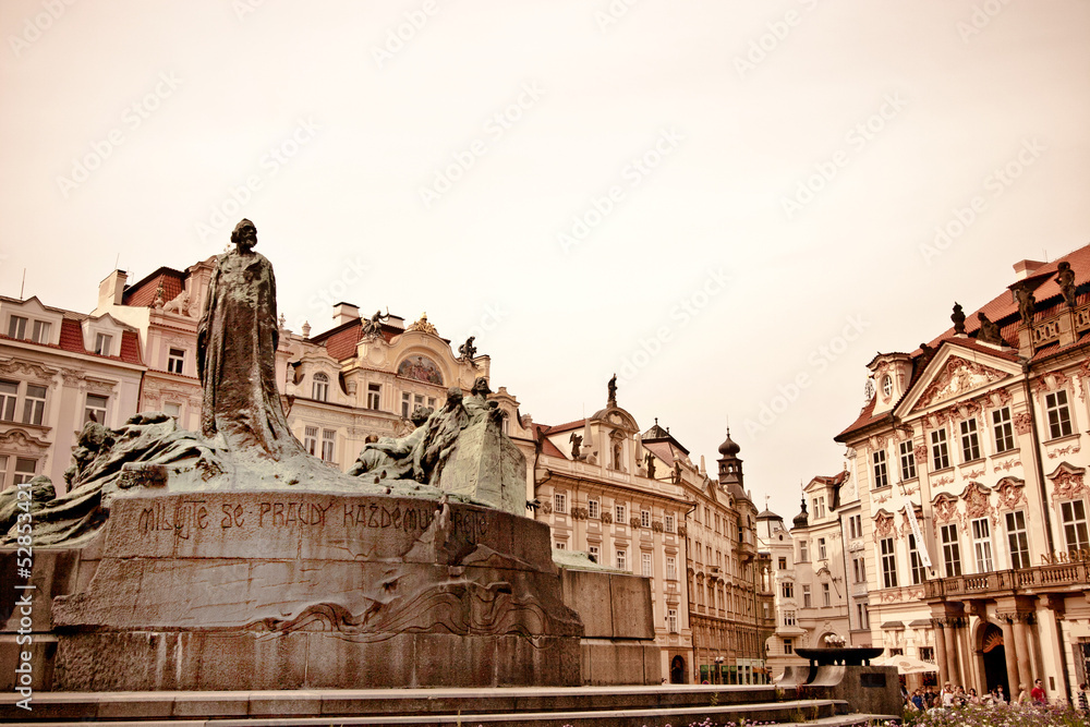 Aged image of central Prague