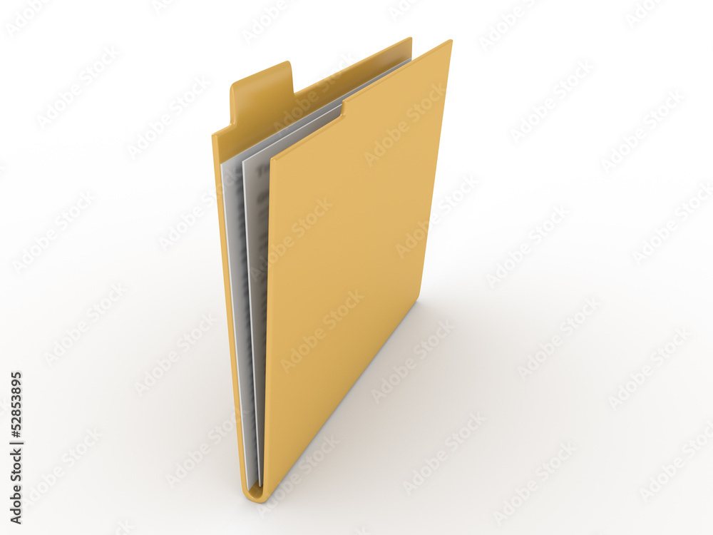 3d folder with documents on white background 3d folder with documents on white background