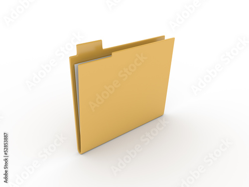 3d folder with documents on white background