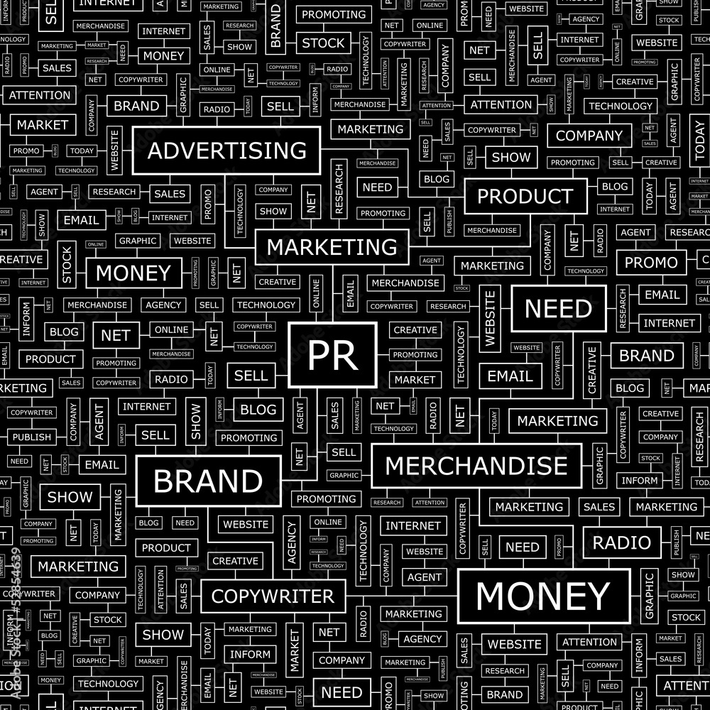 PR. Word cloud concept illustration. PR. Word cloud concept illustration.