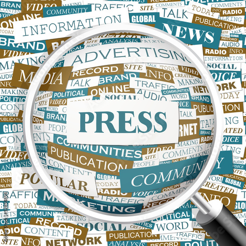 PRESS. Word cloud concept illustration.  