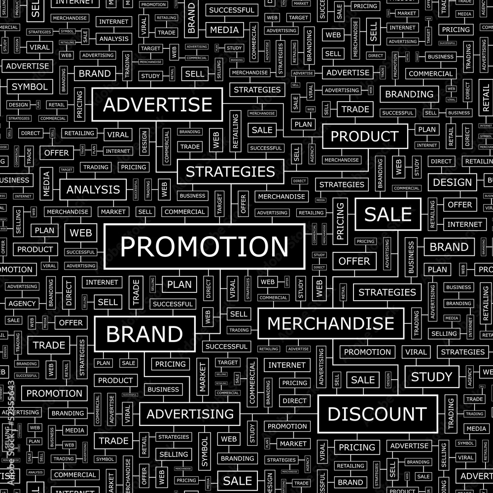 PROMOTION. Word cloud concept illustration. PROMOTION. Word cloud concept illustration.