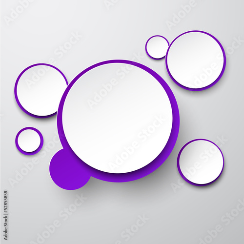 Paper white-violet round speech bubbles.