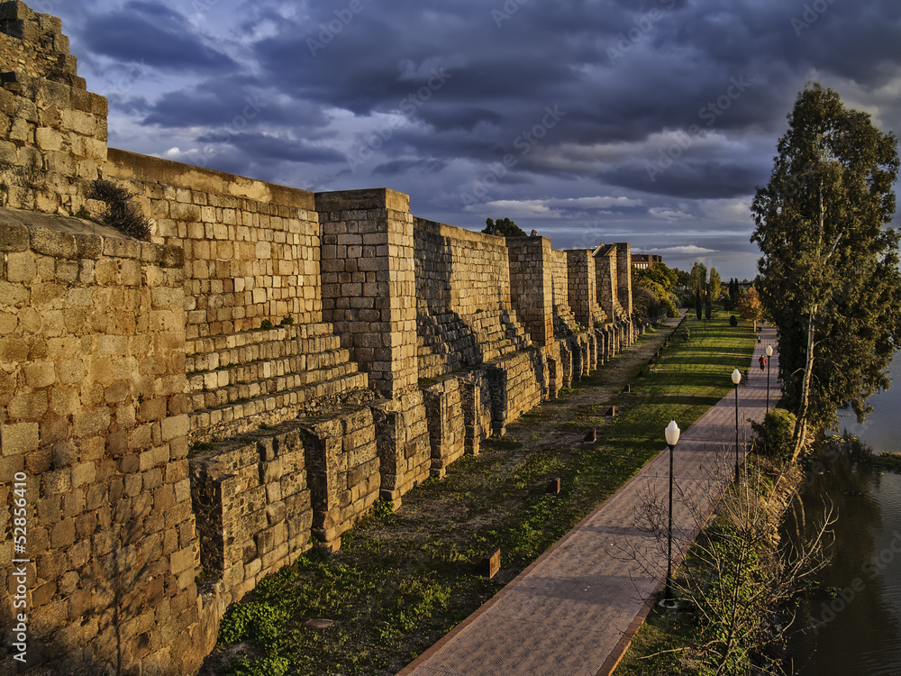 Walls of Arab fortress in Merida