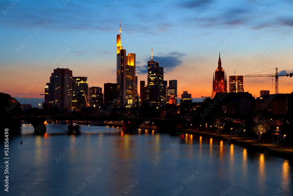 Frankfurt am Main cityscape at sunset