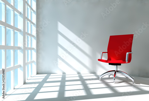 3D sunlight and red chair