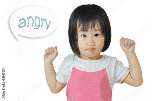 asian small child angry by clenching her fists © varandah