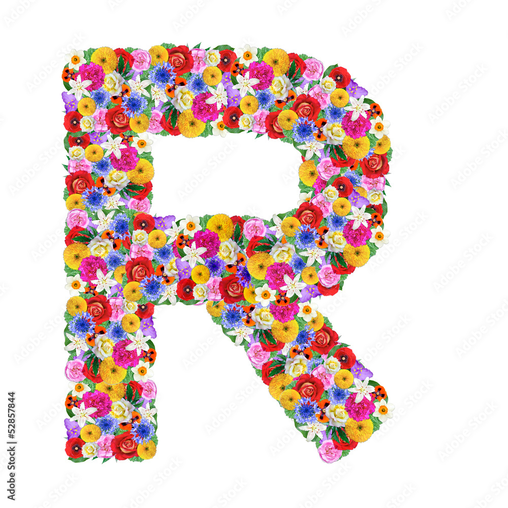 R, letter of the alphabet in different flowers R, letter of the alphabet in different flowers