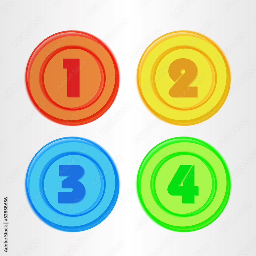 Vector progress badge for four steps / One, Two, Three and Four Vector progress badge for four steps / One, Two, Three and Four