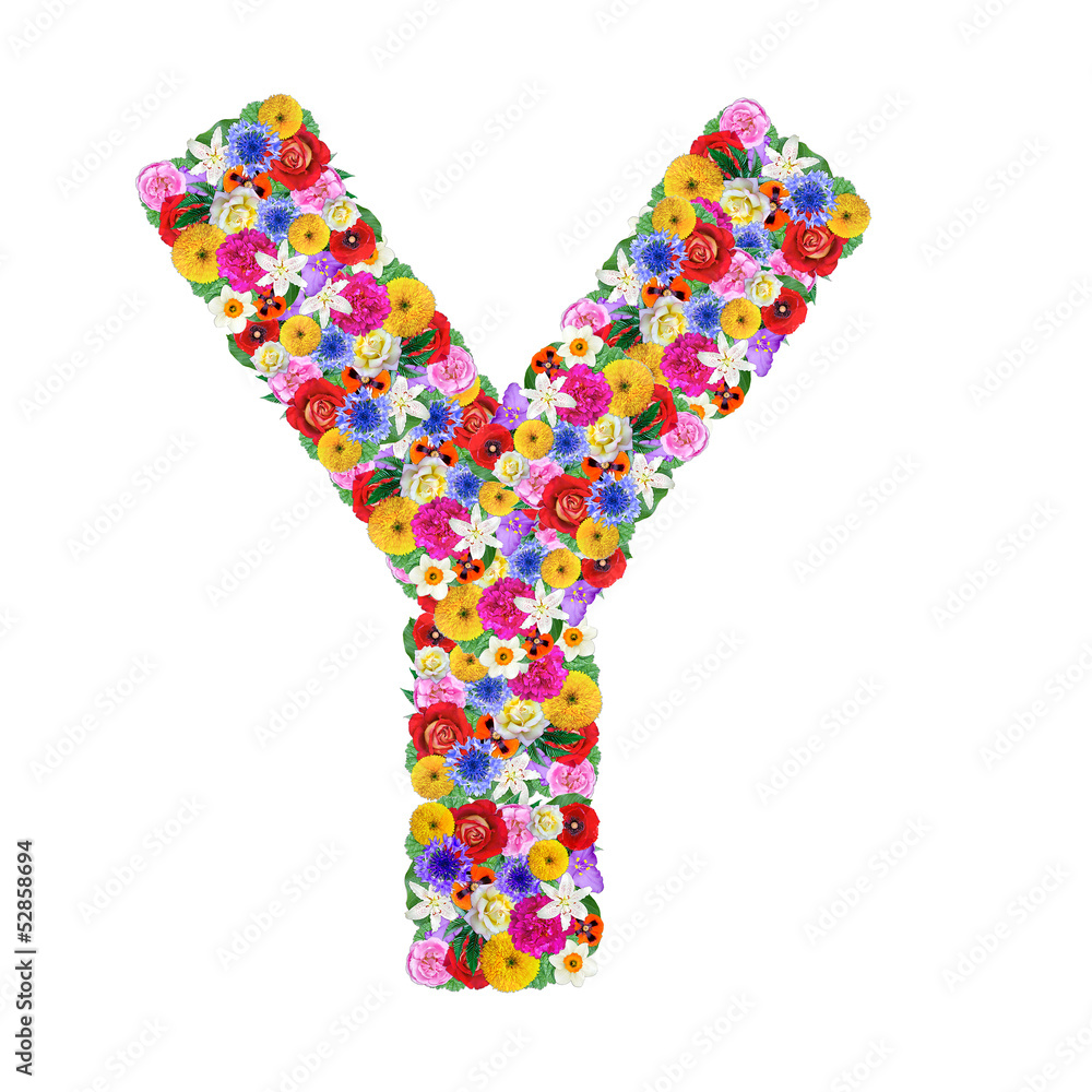 Y,  letter of the alphabet in different flowers