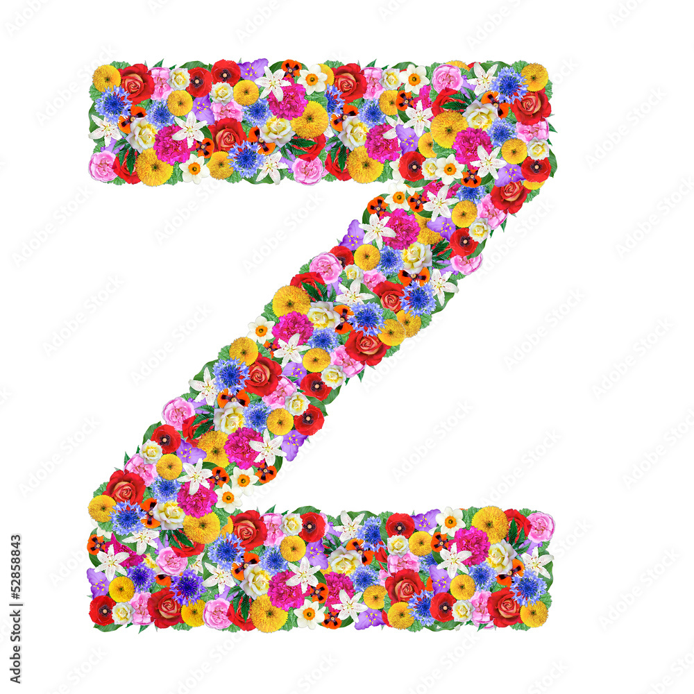 Z, letter of the alphabet in different flowers Z, letter of the alphabet in different flowers
