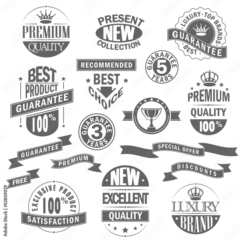 Set of labels and ribbons for sale Set of labels and ribbons for sale
