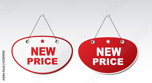 Panel with text - new price. Vector.