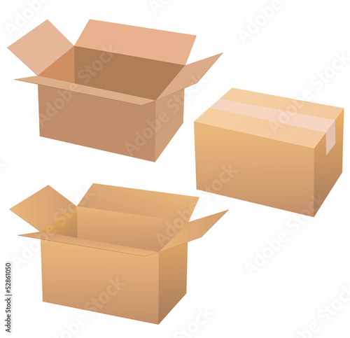 Cardboard boxes isolated on white.