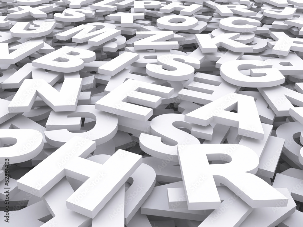 letters of the English alphabet. letters of the English alphabet.