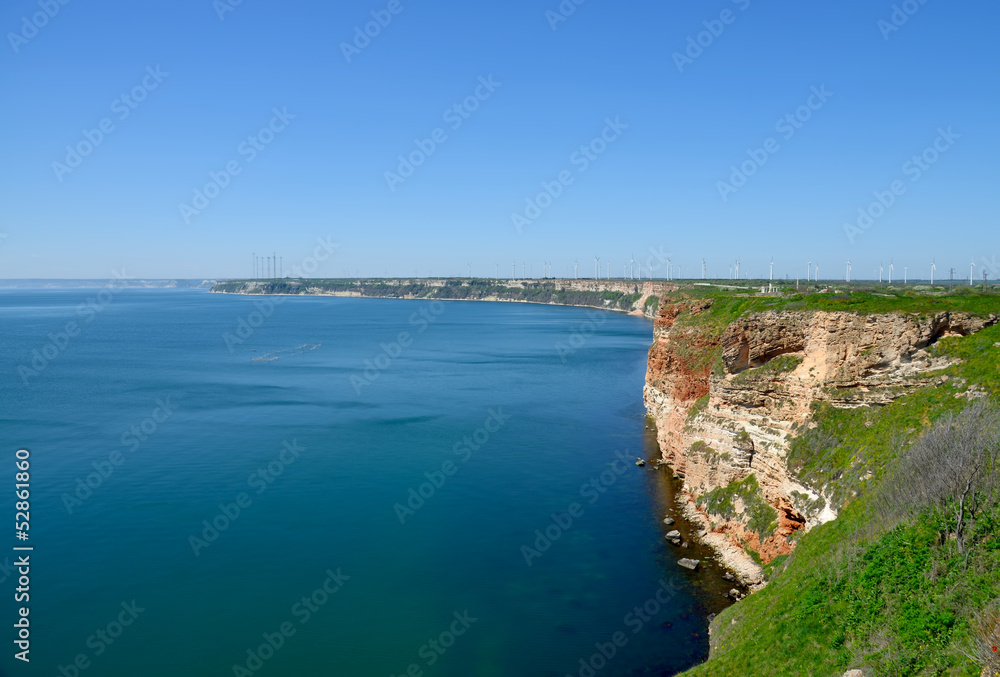 Panoramic sea view on cape Kaliakra in Bulgarian seaside