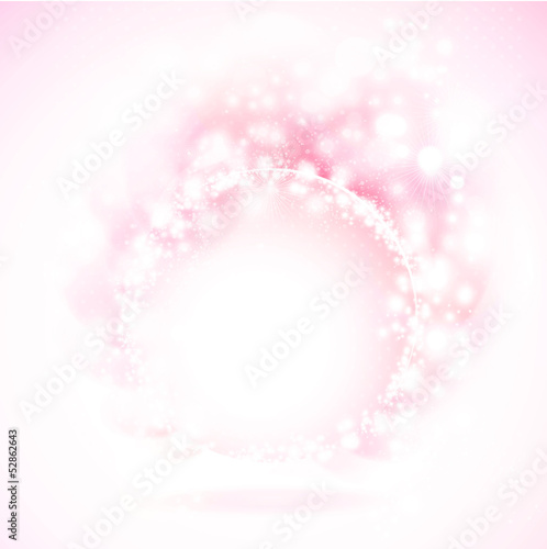 Abstract round frame with pink elements.