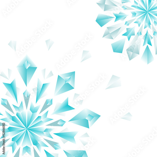Floral colorful blue diamonds on white background, vector