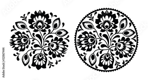 Folk embroidery with flowers - traditional polish pattern