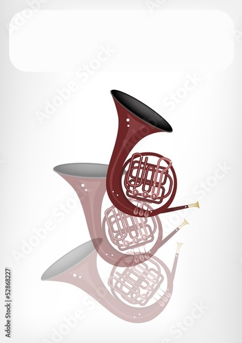 A Musical French Horn with A White Banner