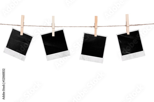 Canvas Print Blank instant photo hanging on the clothesline