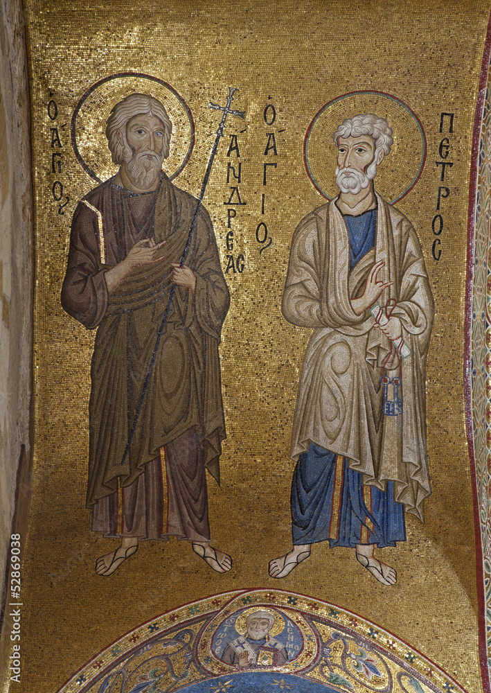 Palermo - Mosaic of apostle Peter and Andrew -  La Martorana
