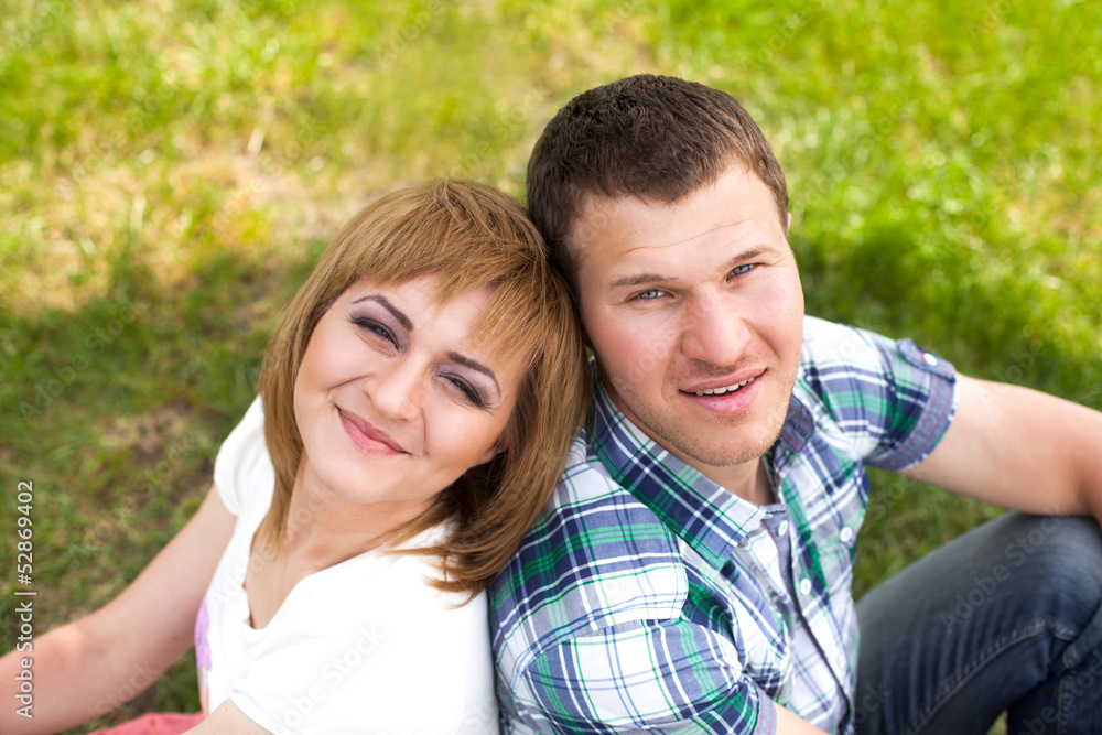 Young couple relaxing in park