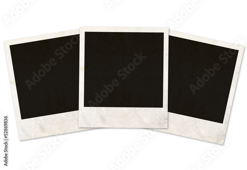 three photo frames on white background
