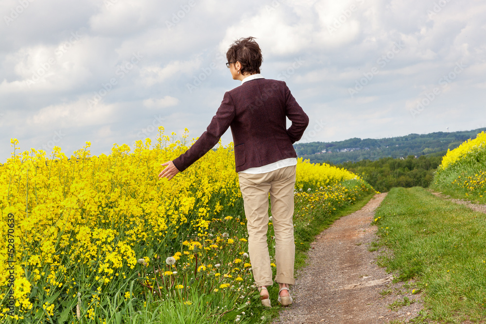 Woman on rape field