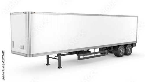 Blank white parked semi trailer