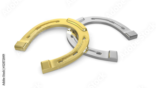 Two horseshoes gold and silver