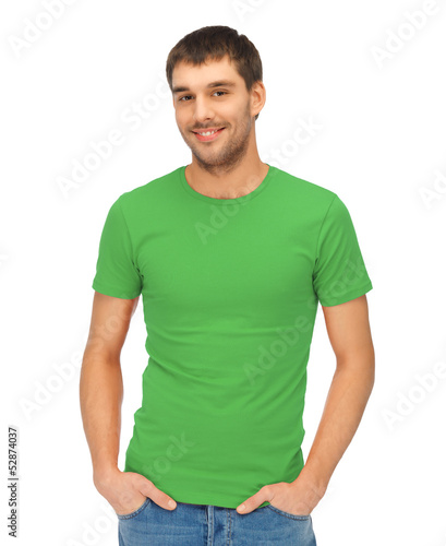Photography handsome man in green shirt