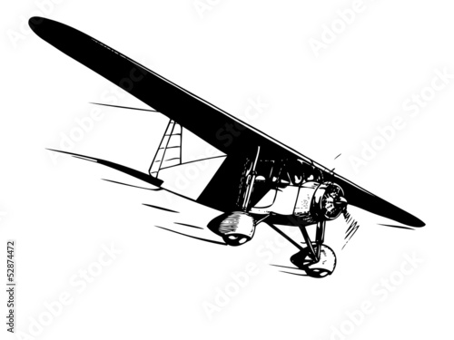 Airplane in flight. Vintage style vector illustration.