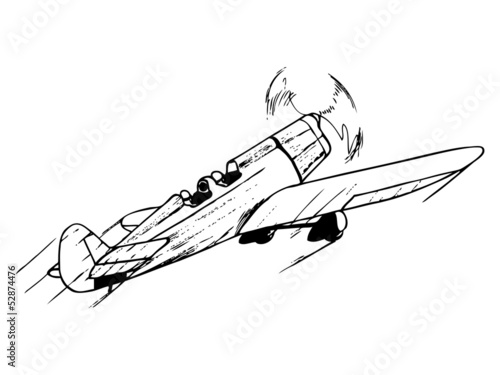 Acrobatic airplane in flight. Vintage style vector illustration.