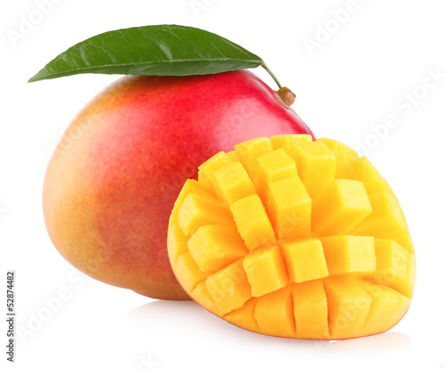Vászonkép mango fruit isolated on white background