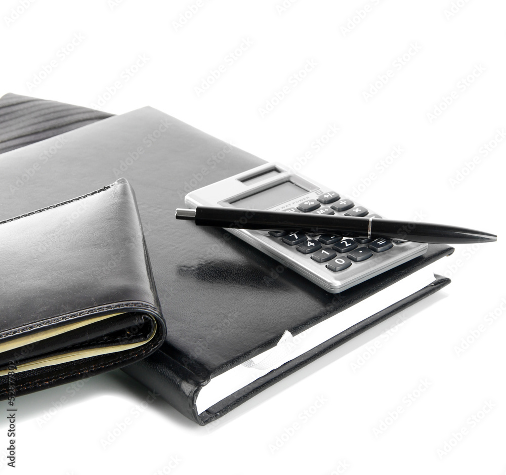 Set of business accessories isolated on white Set of business accessories isolated on white