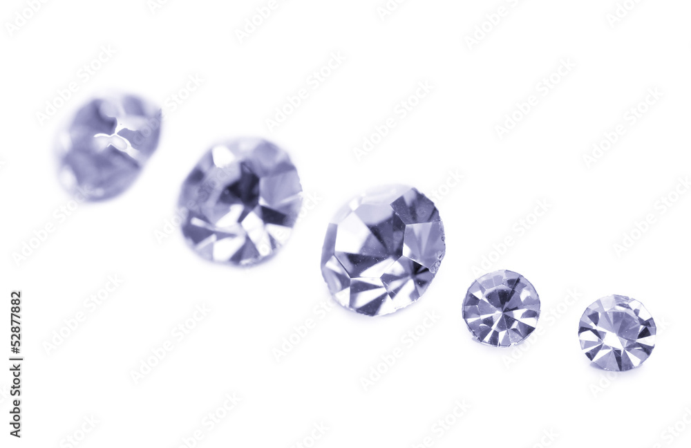 Beautiful shining crystals (diamonds), isolated on white Beautiful shining crystals (diamonds), isolated on white