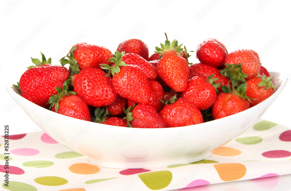 Fresh strawberry in bowl isolated on white Fresh strawberry in bowl isolated on white
