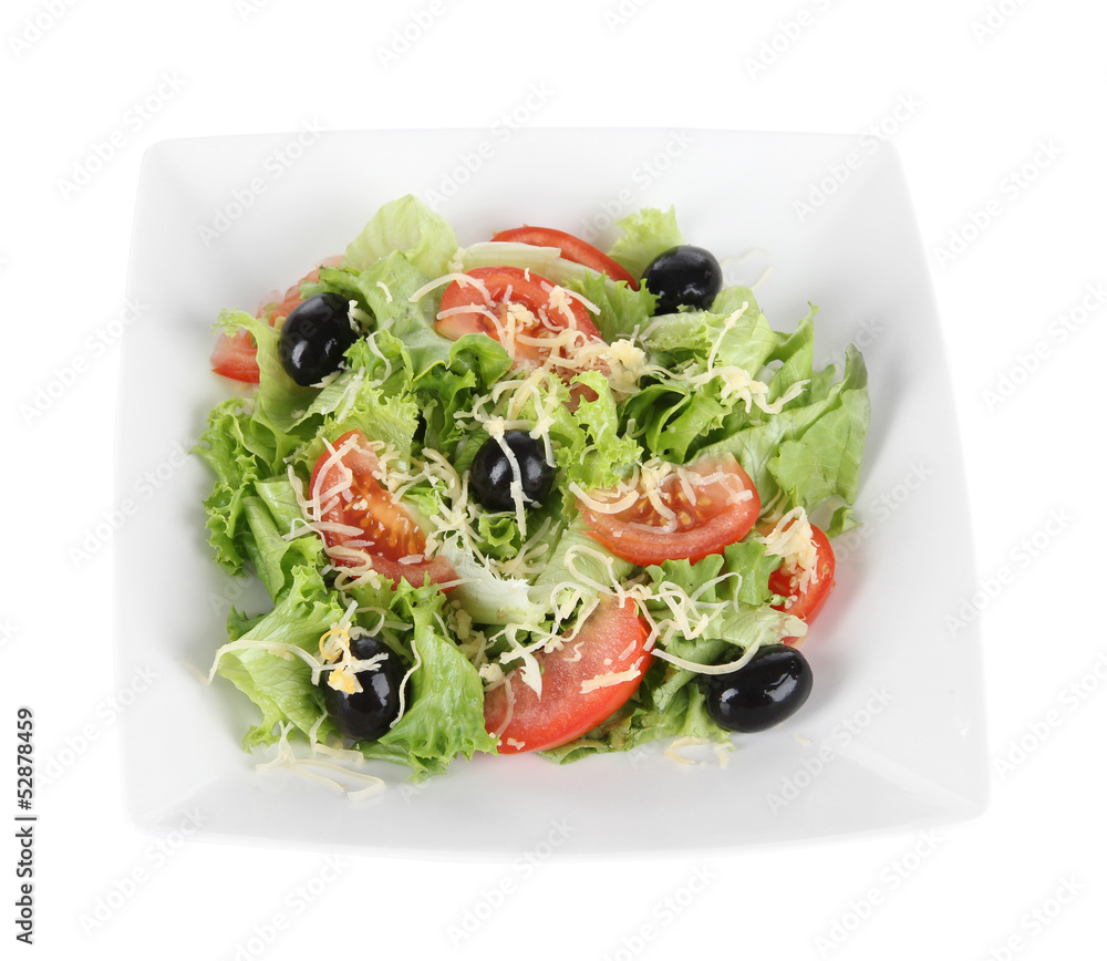 Light salad on plate isolated on white Light salad on plate isolated on white