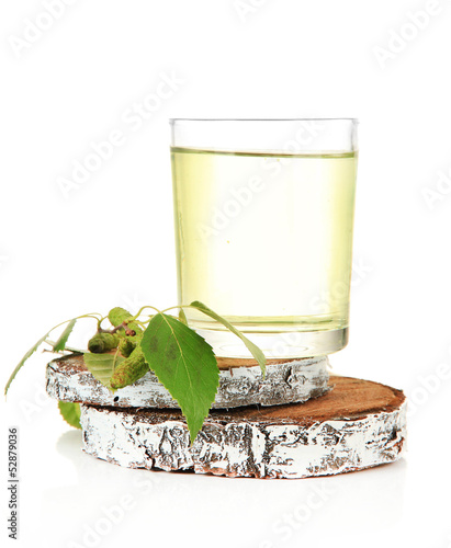 Glasses of birch sap, isolated on white